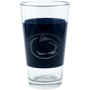 pint glass with navy wrap and etched Penn State Athletic Logo